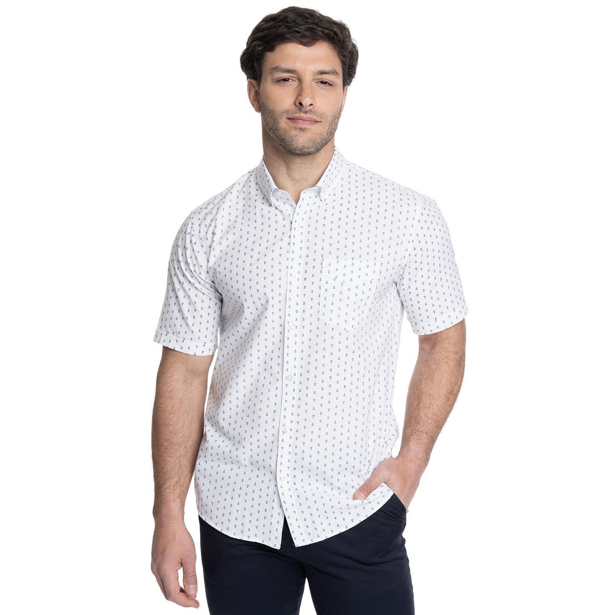 TRUVAL - CAMISA HOMBRE MANGA CORTA ESTAMPADA OXFORD - TRUVAL