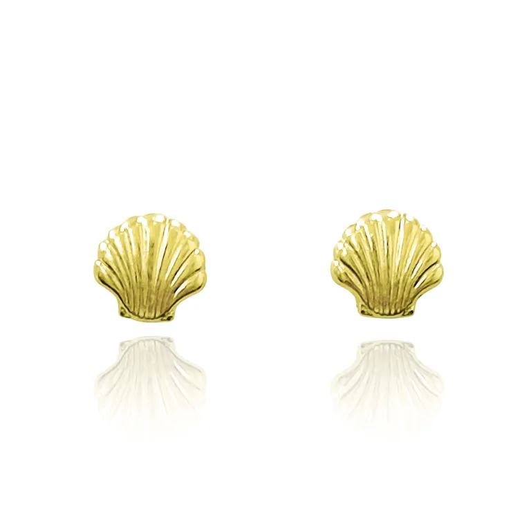 Aros Concha 7mm Enchapado Oro 18K Dorado TALLA UNICA