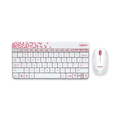 LOGITECH - Teclado y mouse inalámbricos MK240 Nano-Blanco