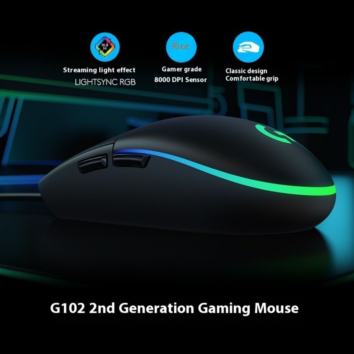 LOGITECH - Mouse Gamer Logitech G102 - Negro