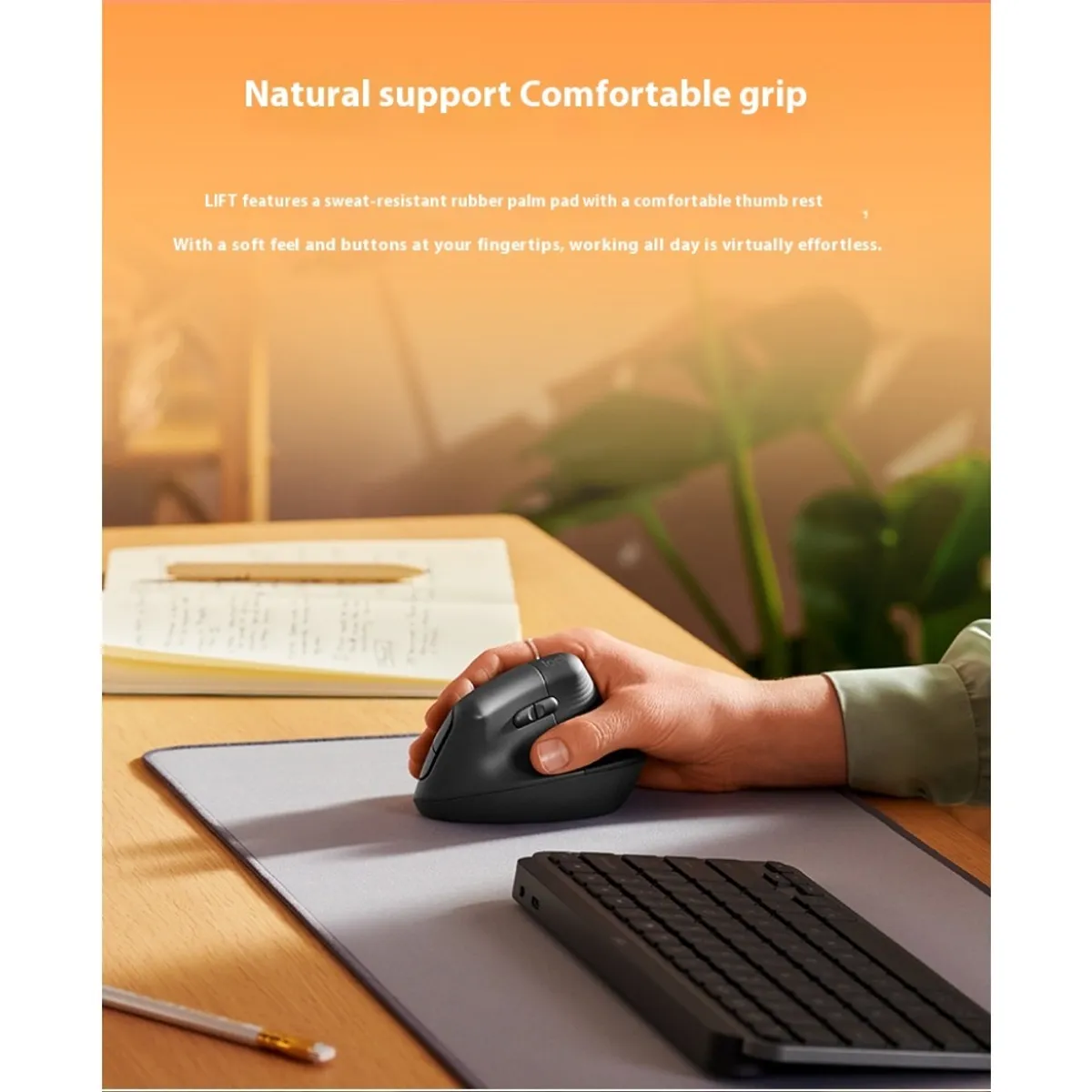 LOGITECH - Mouse Gamer Inalambrico Logitech Lift Vertical Rosa