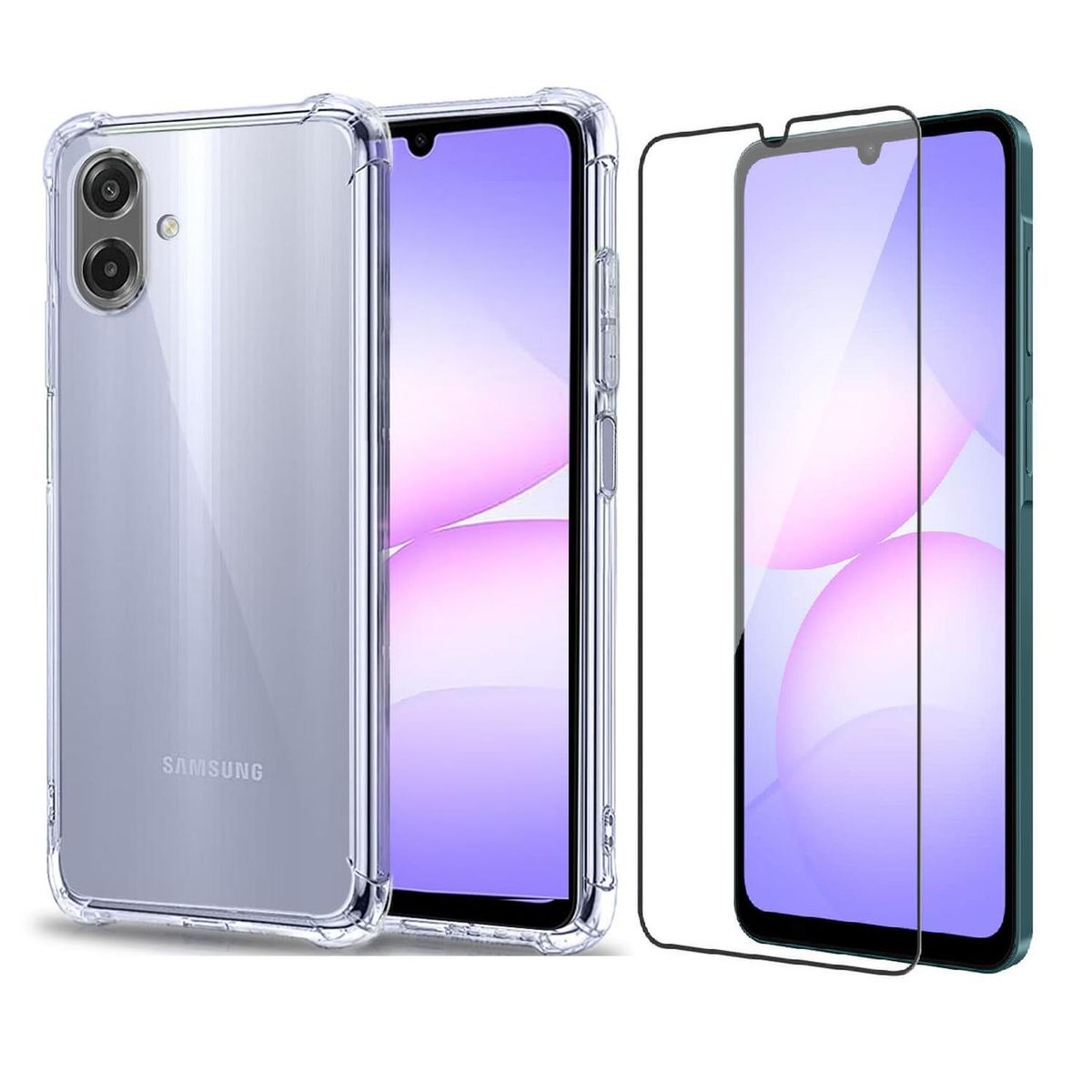 GENERICO - Carcasa Antishock transparente para Samsung A07 + Lamina Completa - Agua