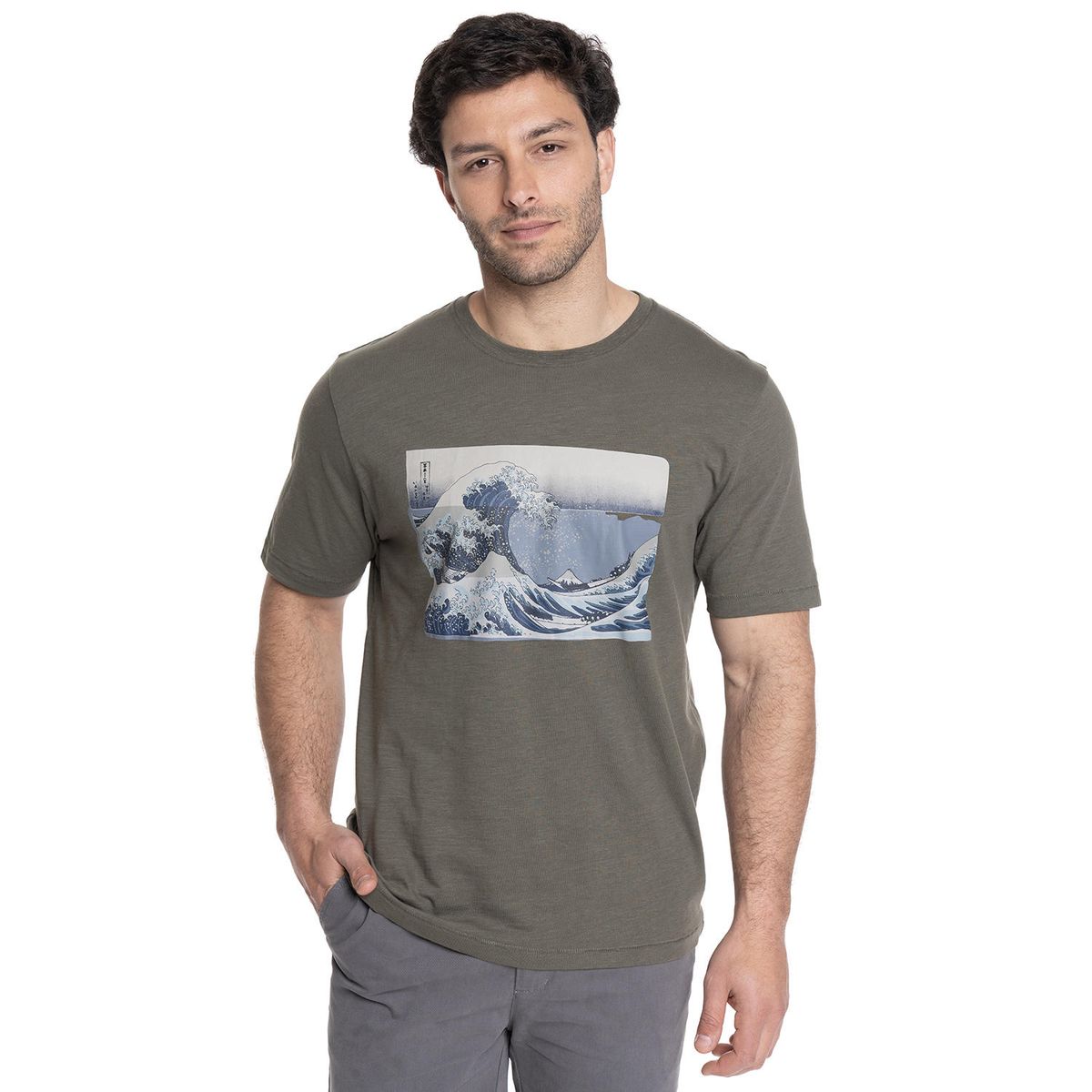 TRUVAL - POLERA HOMBRE CUELLO REDONDO ESTAMPADO FRONTAL - TRUVAL
