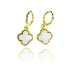 COGGIOLA - Aros Argolla Trébol Nácar Enchapado Oro 18K