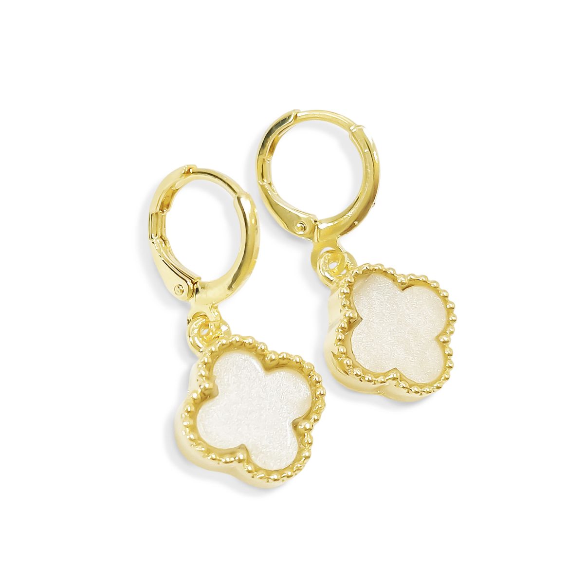 COGGIOLA - Aros Argolla Trébol Nácar Enchapado Oro 18K