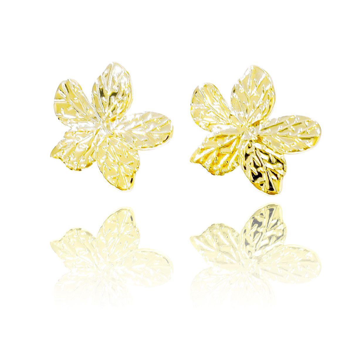 COGGIOLA - Aros Flor Pétalos Ramificados Enchapados Oro 18K