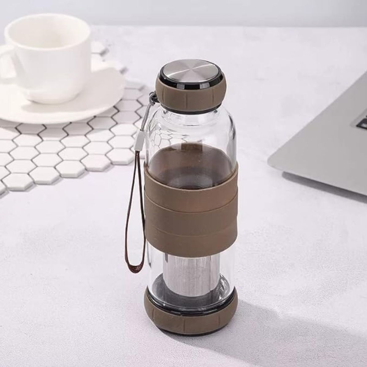 GENERICO - Infusores De Te Y Hierbas Infusor Te Botella Vidrio Marron