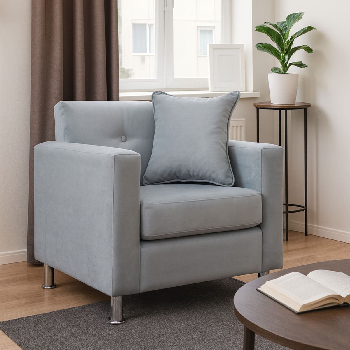 MBC - Sofá 1 Cuerpo New Mallorca Felpa Gris