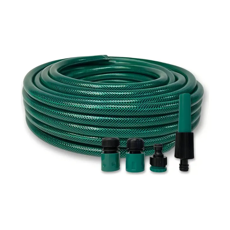 AK SPORT - Manguera De Riego Mallada Con Tela Y Acople 25m Jardín Pvc Color Verde