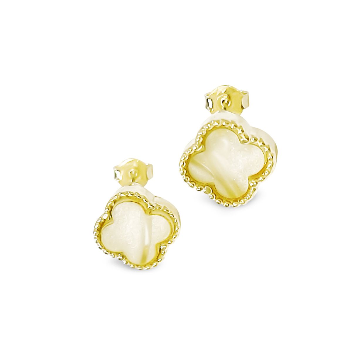 COGGIOLA - Aros Trébol Nácar Enchapado Oro 18K