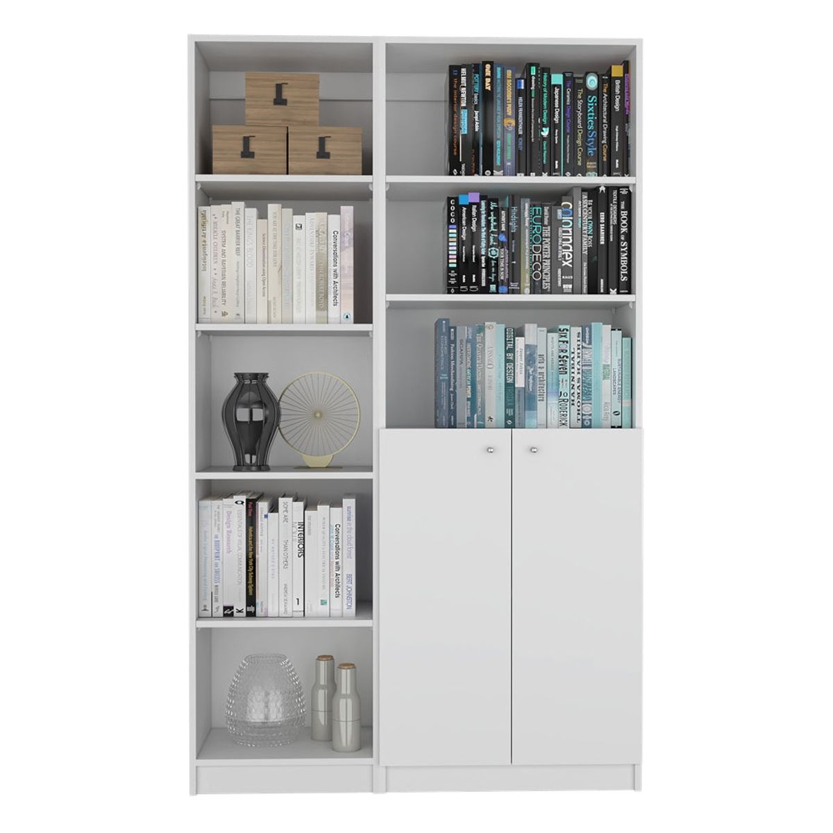 TUHOME - Combo Estante 2 Puertas + Estante 5 Niveles Home Blanco