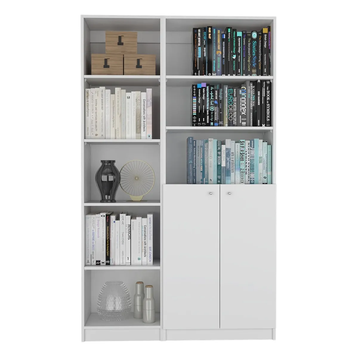 TUHOME - Combo Estante 2 Puertas + Estante 5 Niveles Home Blanco