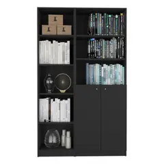 TUHOME - Combo Estante 2 Puertas + Estante 5 Niveles Home Wengue