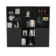 TUHOME - Combo x2 Estantes 2 Puertas + Estante 4 Repisas Home Wengue