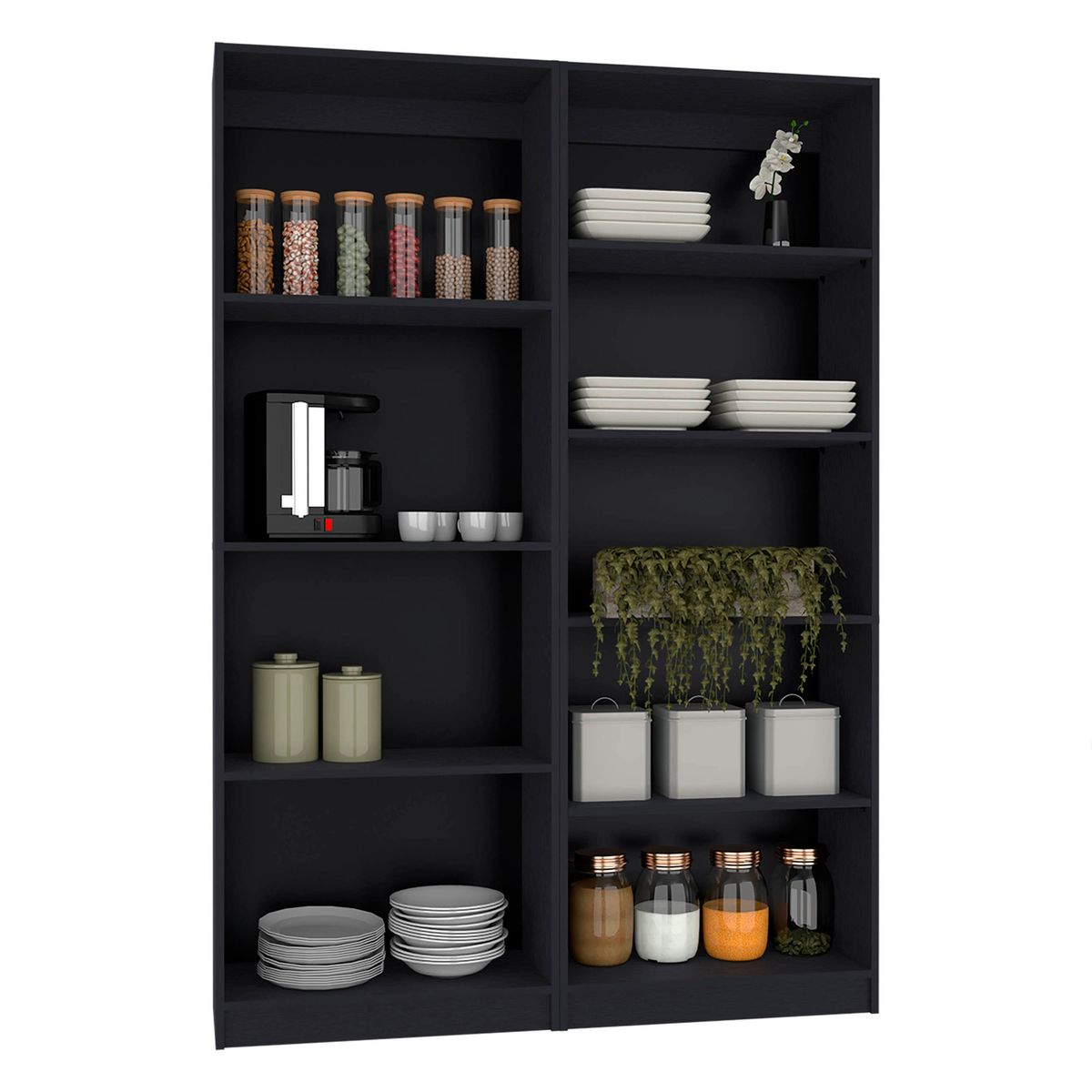 TUHOME - Combo Estante 4 Repisas + Estante 3 Repisas Home Wengue