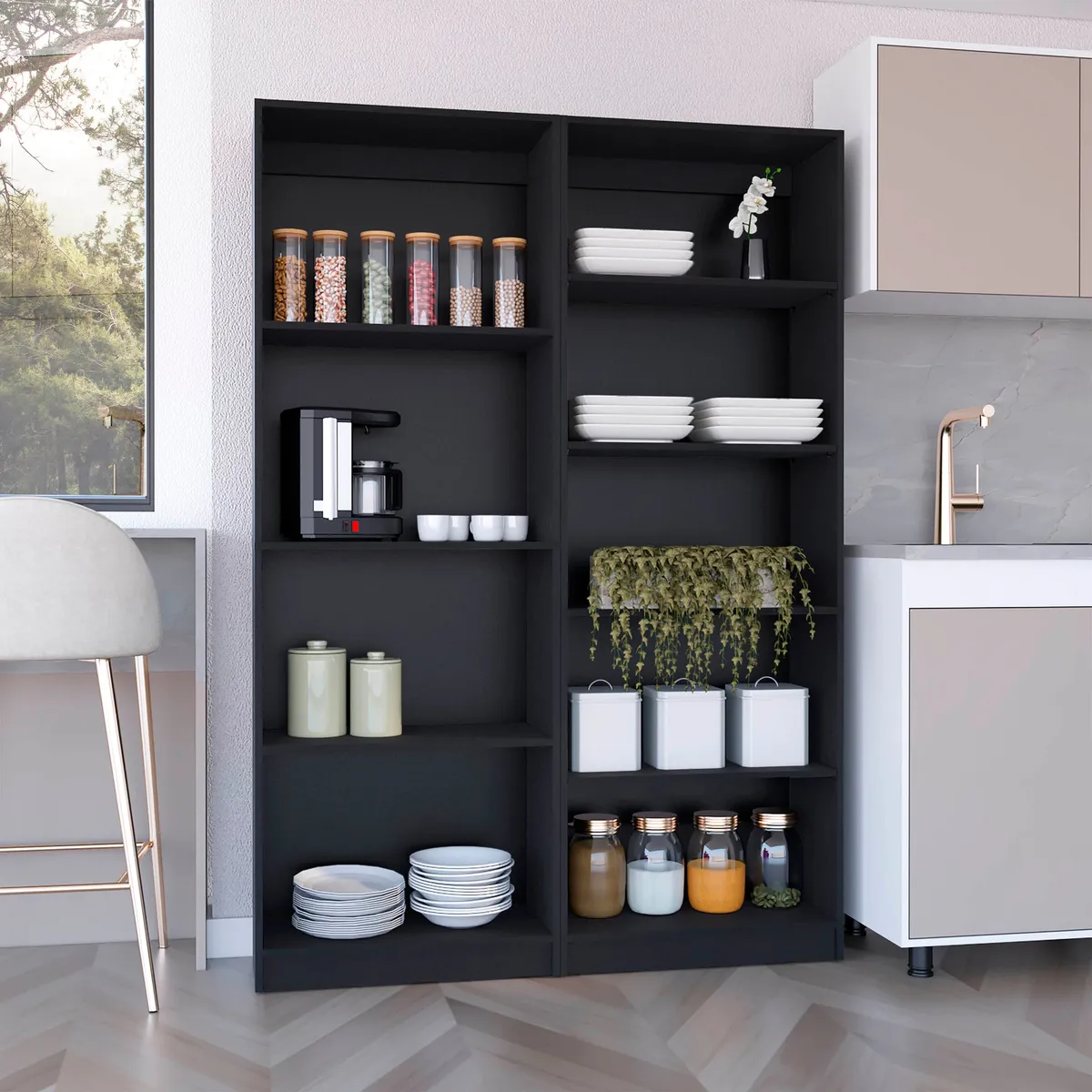 TUHOME - Combo Estante 4 Repisas + Estante 3 Repisas Home Wengue