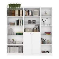 TUHOME - Combo Estante 2 Puertas + Estante 45 Cm + Estante 4 Repisas Home Blanco