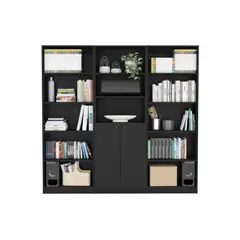 TUHOME - Combo x2 Estantes 4 Repisas + Estante 2 Puertas Home Wengue