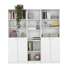 TUHOME - Combo x2 Estantes 2 Puertas + Estante 45 Cm Home Blanco