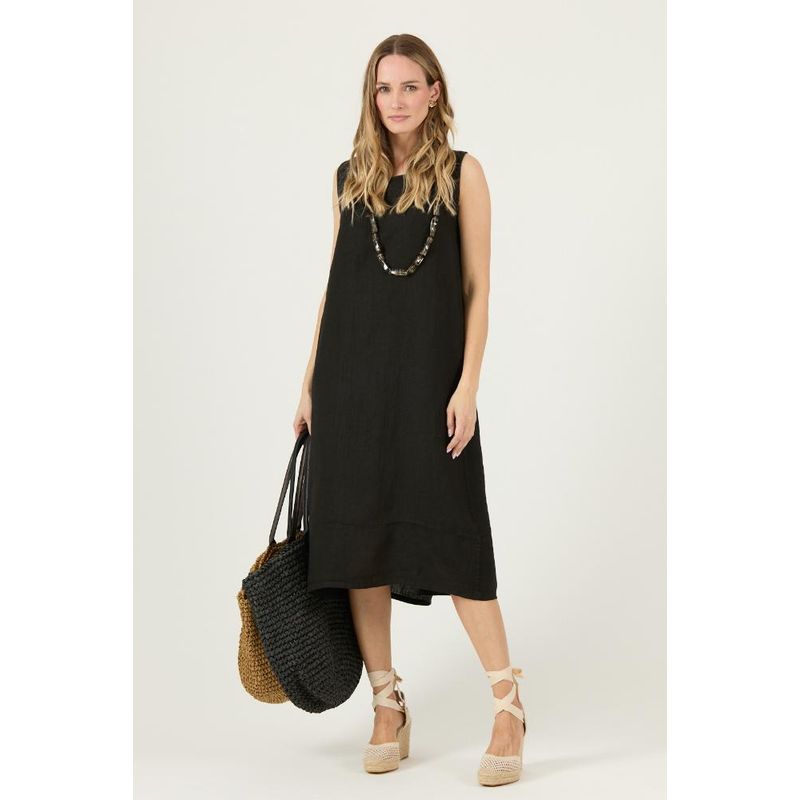 PRIVILEGE - Vestido de lino negro PRIVILEGE 3049
