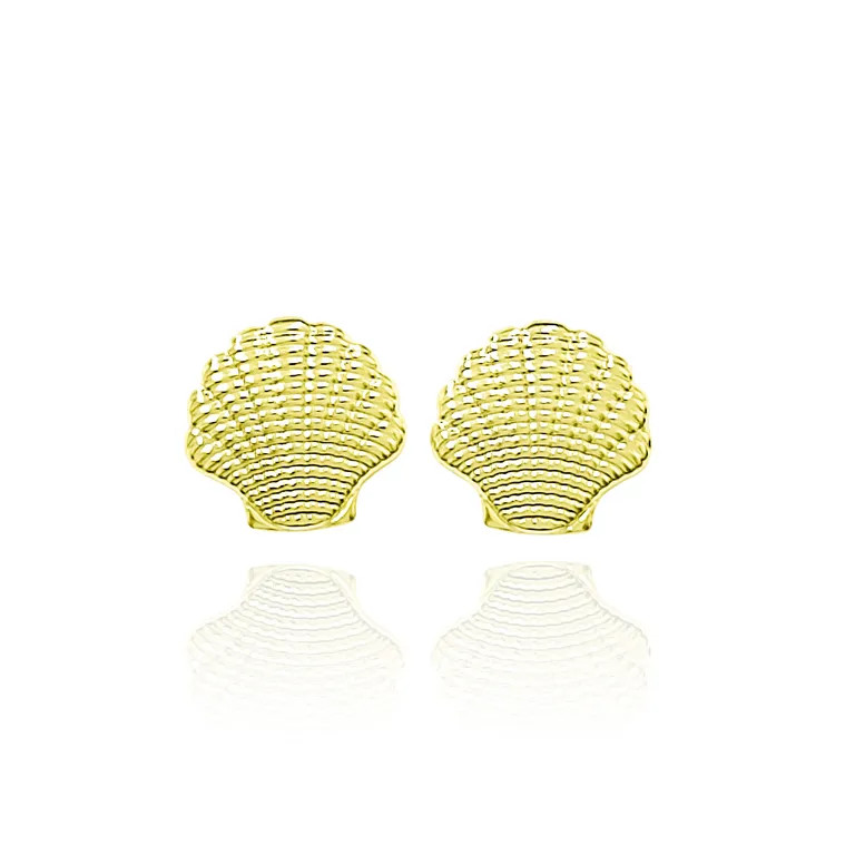 Aros Concha 13mm Enchapado Oro 18K Dorado TALLA UNICA