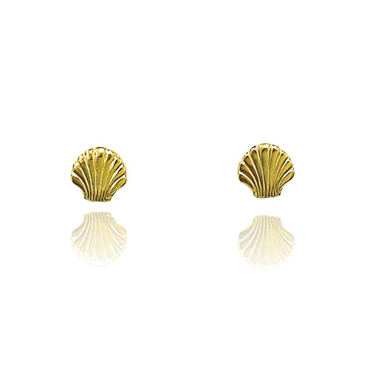 Aros Concha Mini Enchapado Oro 18K Dorado TALLA UNICA