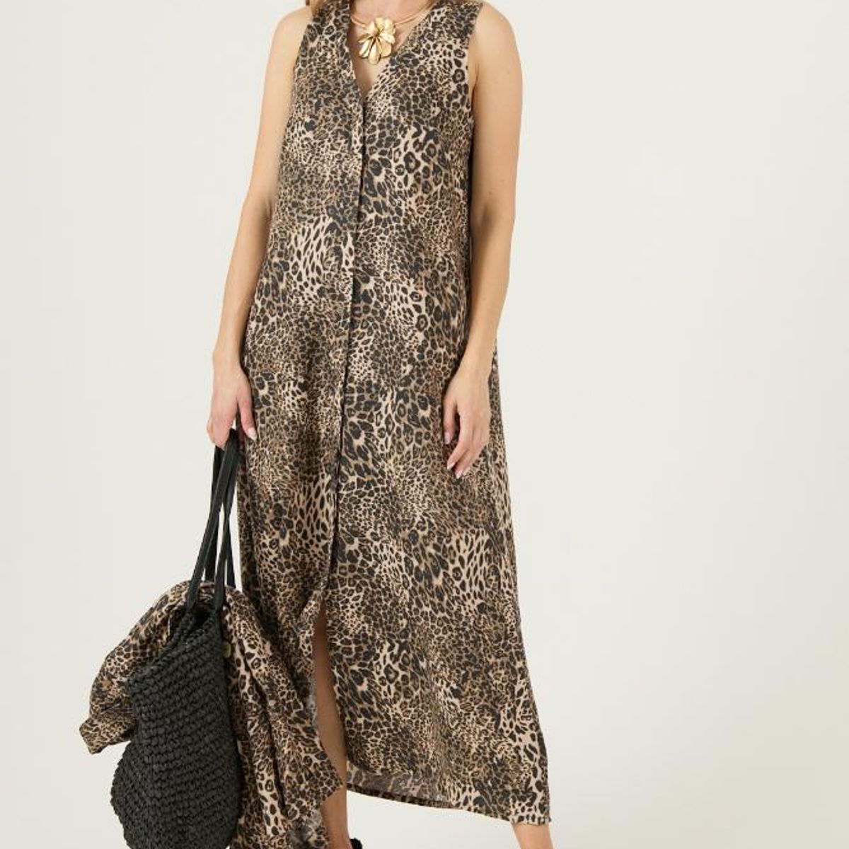 PRIVILEGE - Vestido de lino beige PRIVILEGE 3243