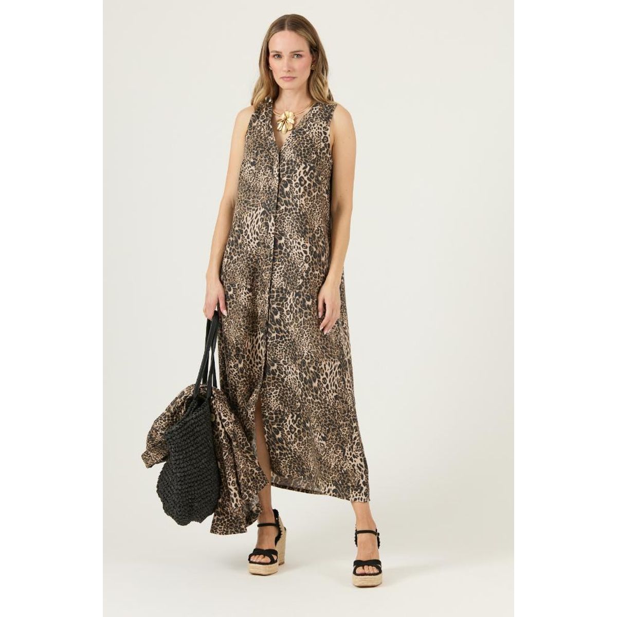 PRIVILEGE - Vestido de lino beige PRIVILEGE 3243