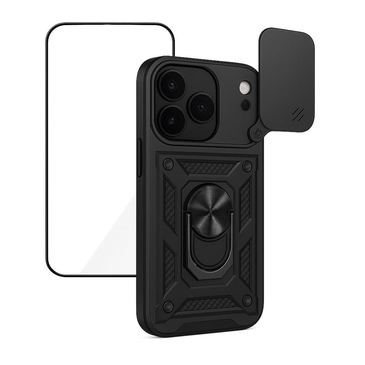 GENERICO - Carcasa Para iPhone 17 Anti Golpes Anillo Negro + Mica