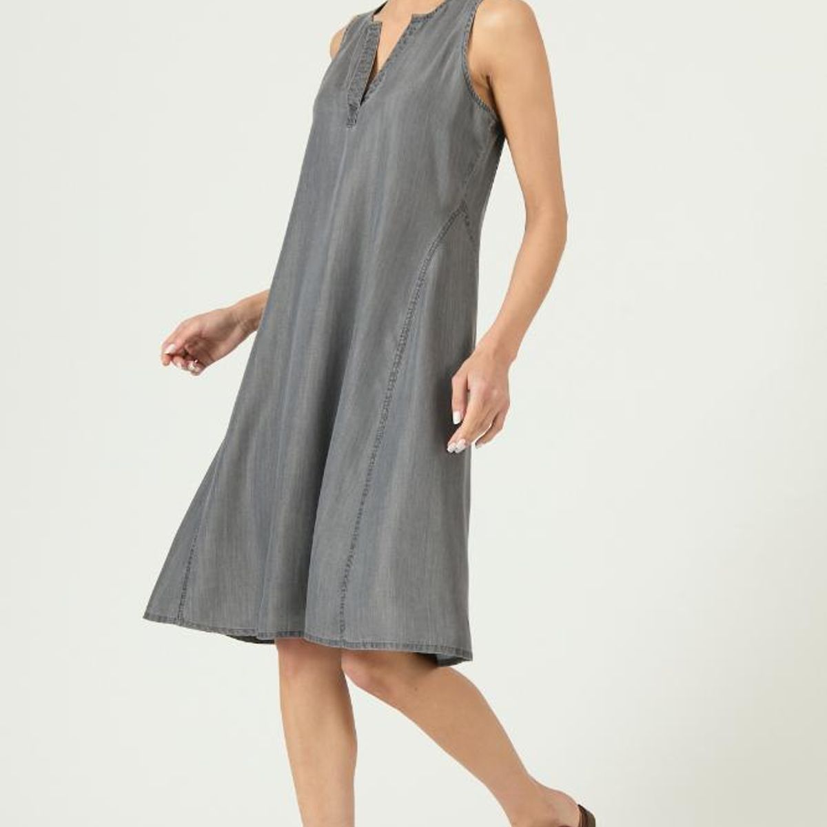 PRIVILEGE - Vestido de lyocell gris 2902