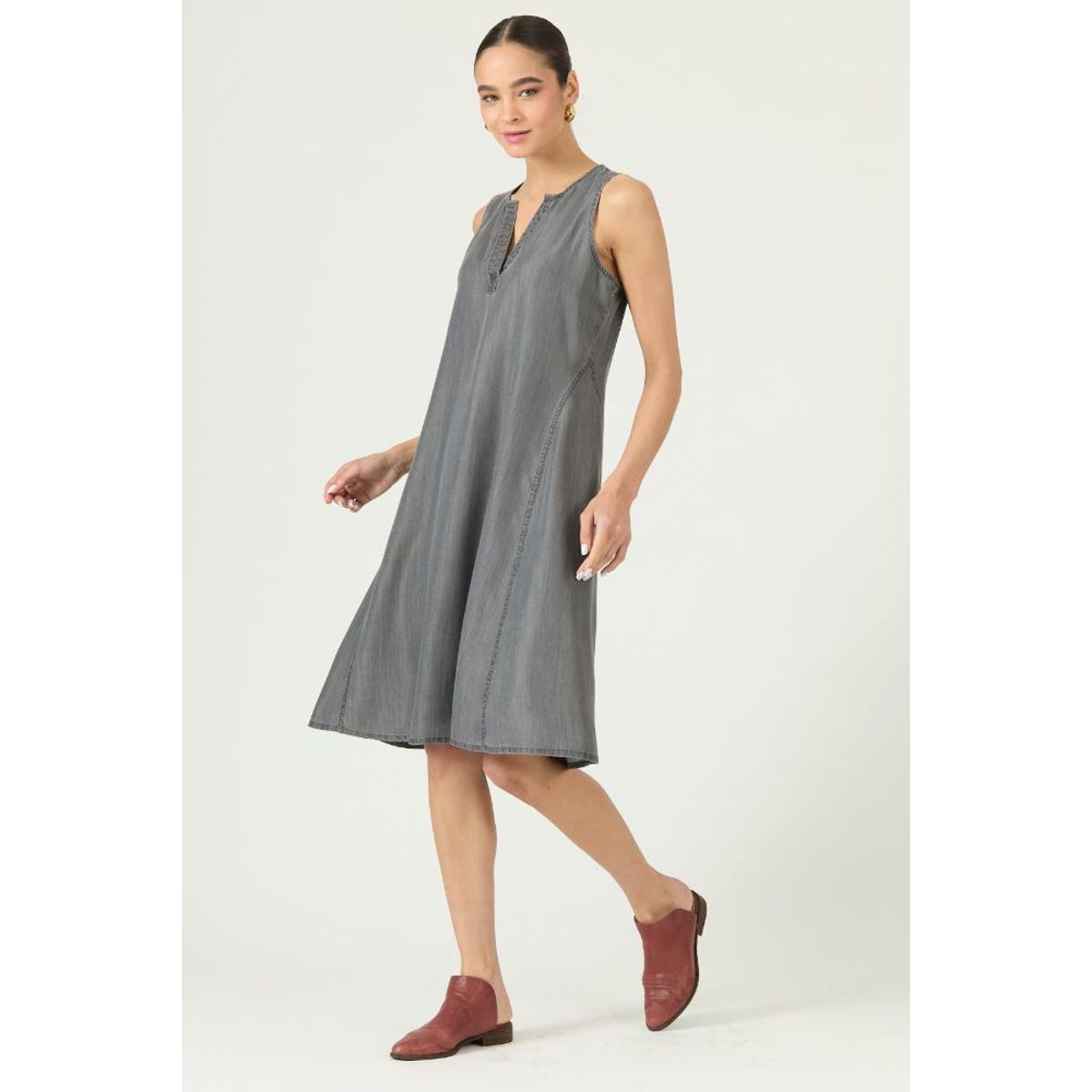 PRIVILEGE - Vestido de lyocell gris 2902