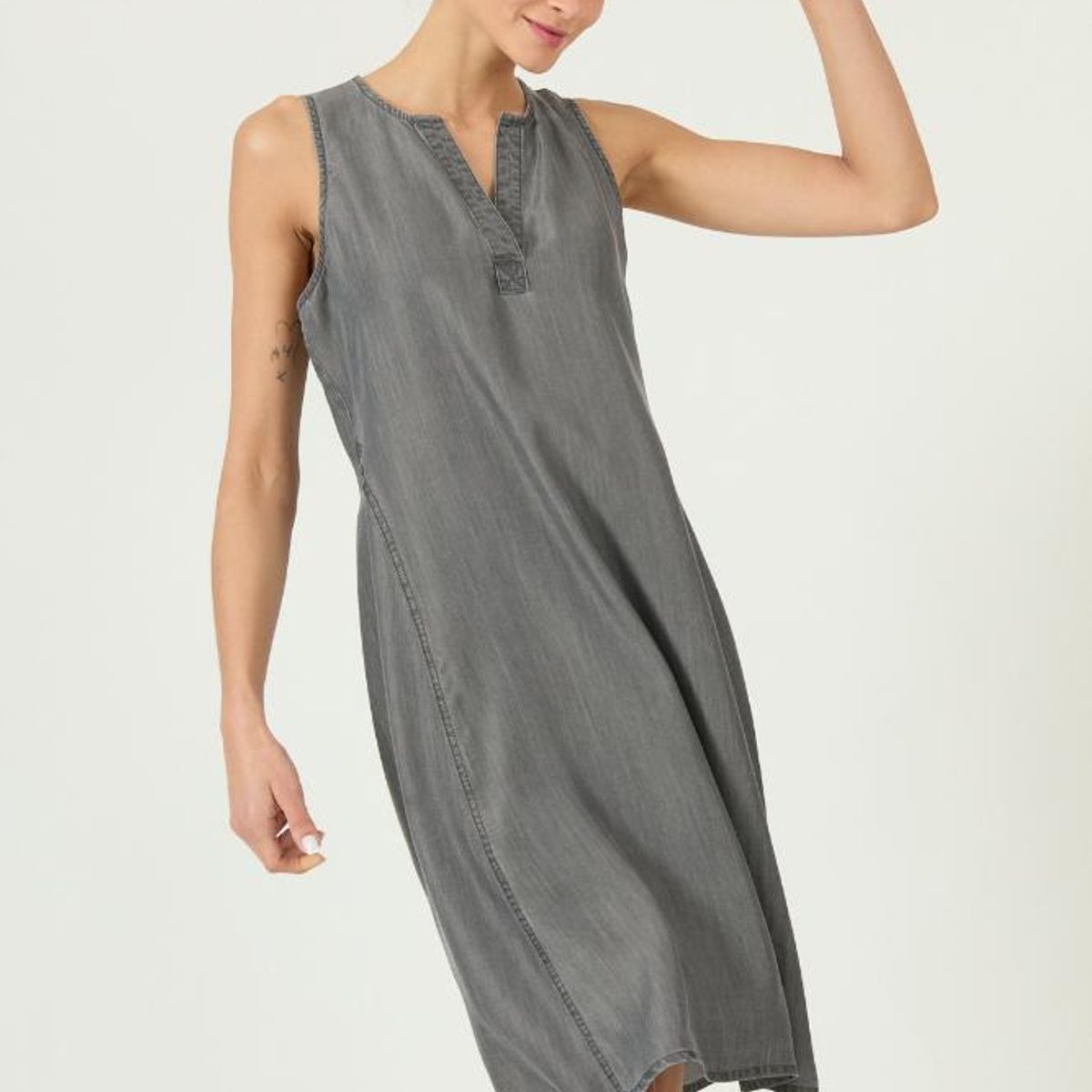 PRIVILEGE - Vestido de lyocell gris 2902
