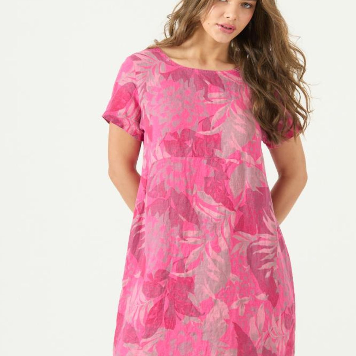 PRIVILEGE - Vestido de lino fucsia estampado PRIVILEGE 3056