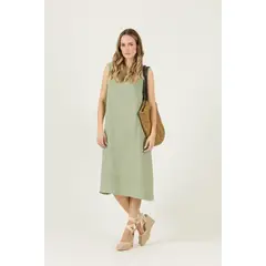 PRIVILEGE - Vestido de lino verde 3048