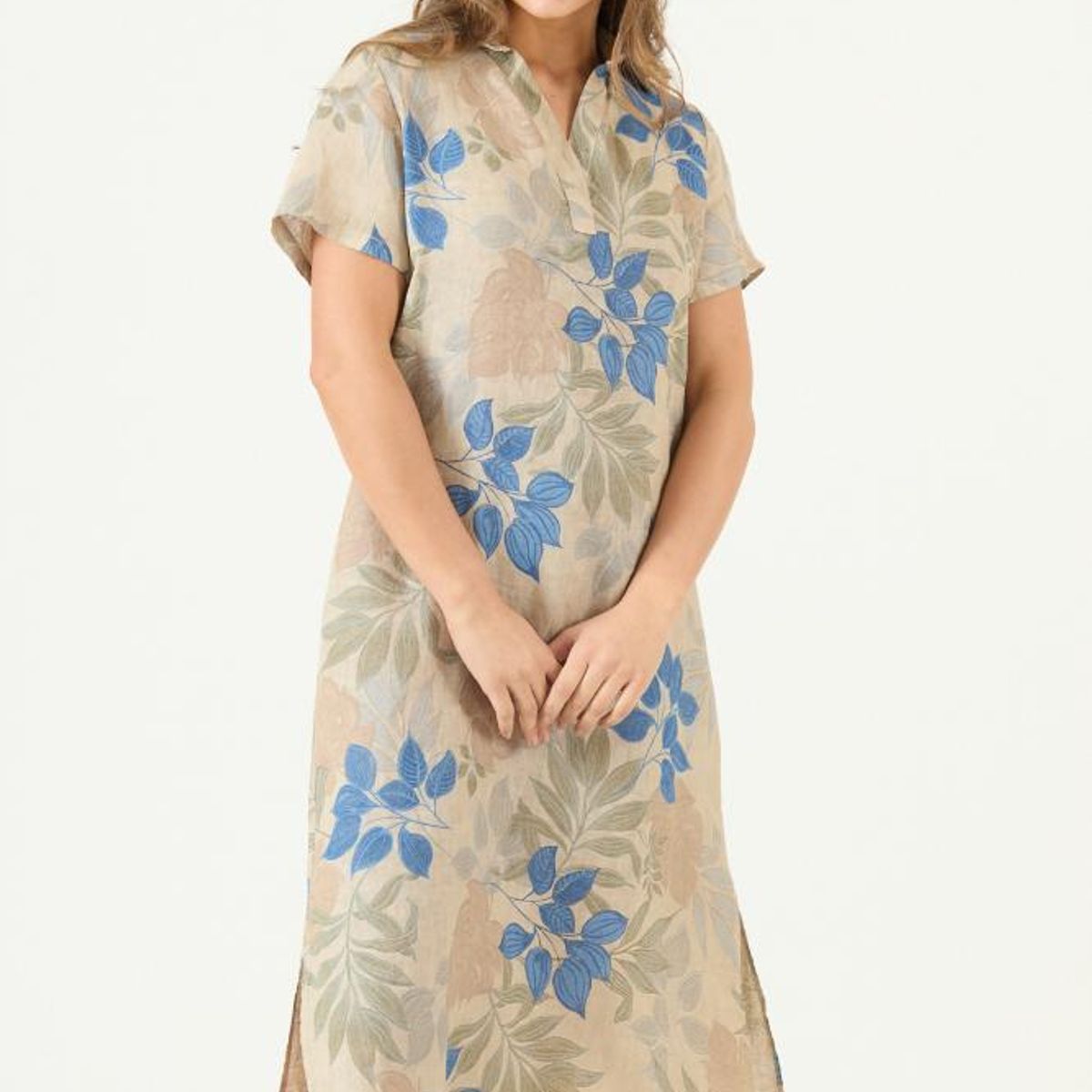 PRIVILEGE - Vestido de lino azul estampado PRIVILEGE 3470