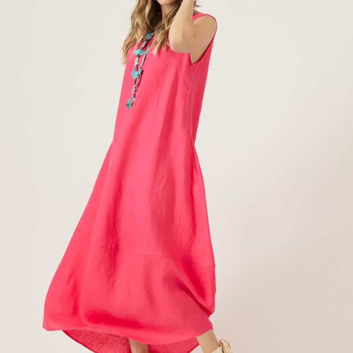 PRIVILEGE - Vestido de lino fucsia PRIVILEGE 3259