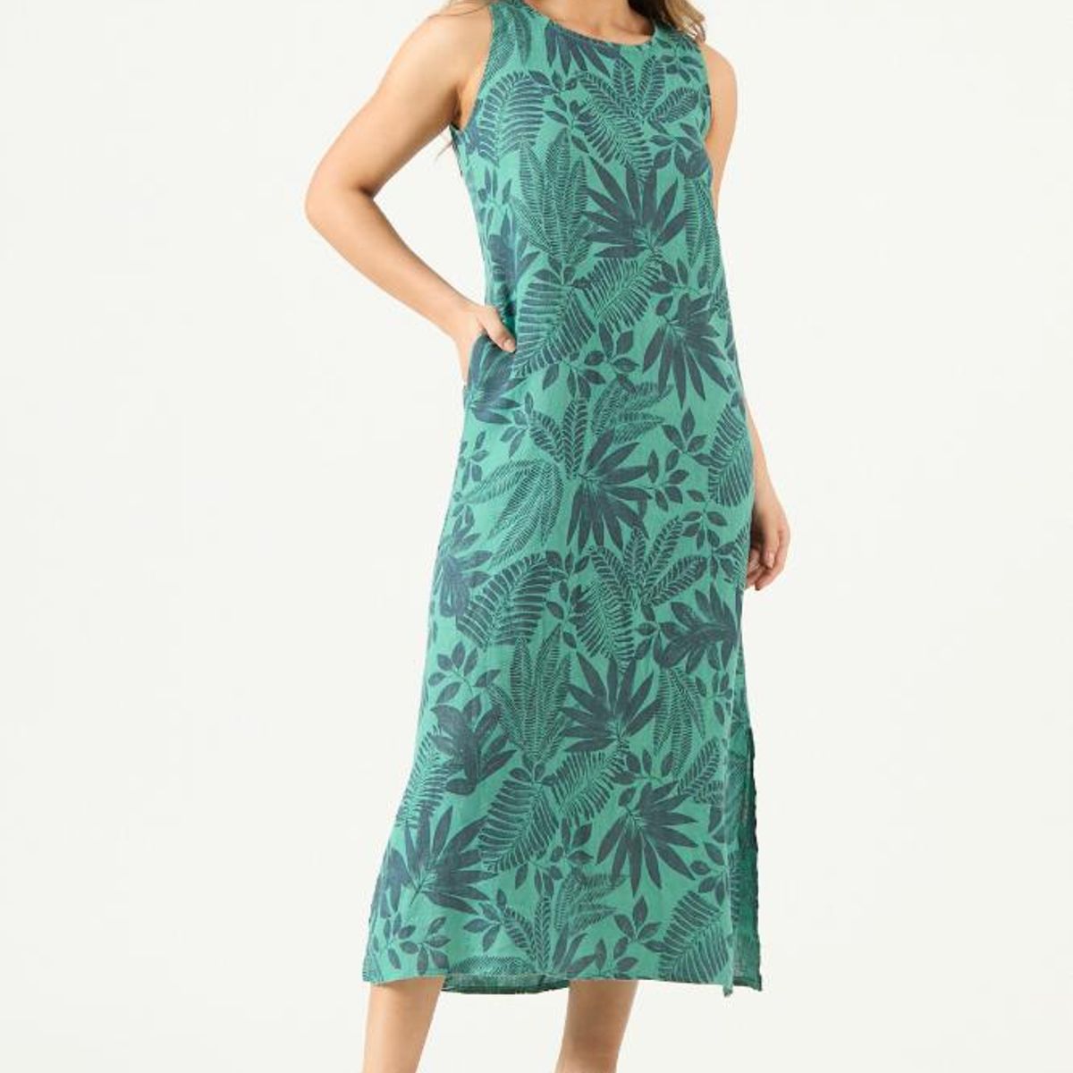 PRIVILEGE - Vestido de lino azul estampado PRIVILEGE 3458