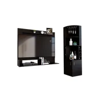 Combo Bar Esquinero + Panel Tv 55 Beijing Wengue