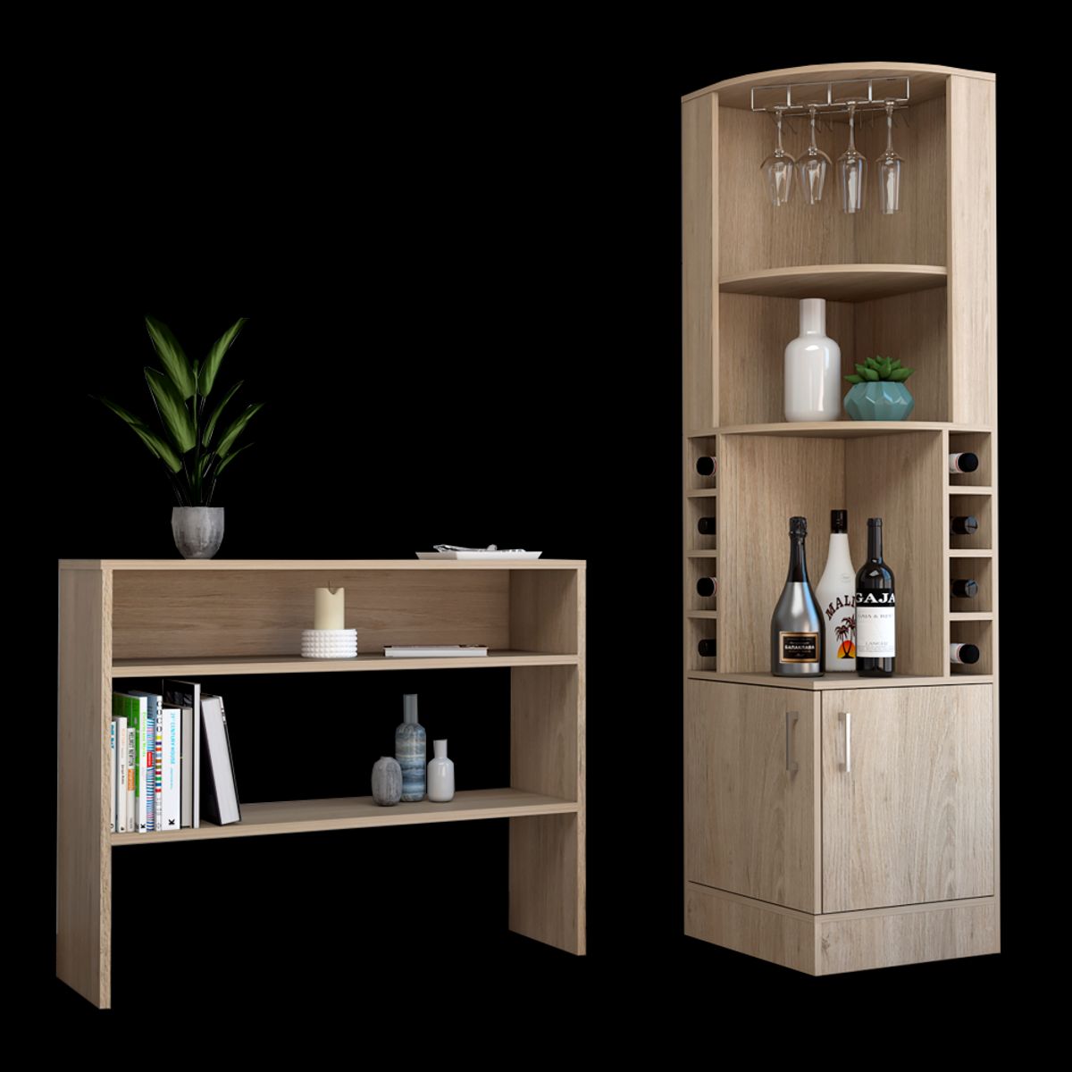 TUHOME - Combo Bar Esquinero + Arrimo Beijing Rovere