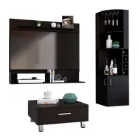 Combo Bar Esquinero + Panel Tv 55 + Mesa De Centro Beijing Wengue Blanco