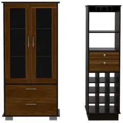 TUHOME - Combo Vitrina + Bar Classic Color Caramelo Wengue