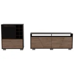 TUHOME - Combo Rack Tv 70 + Bar Fraktal Cafe Oscuro Miel