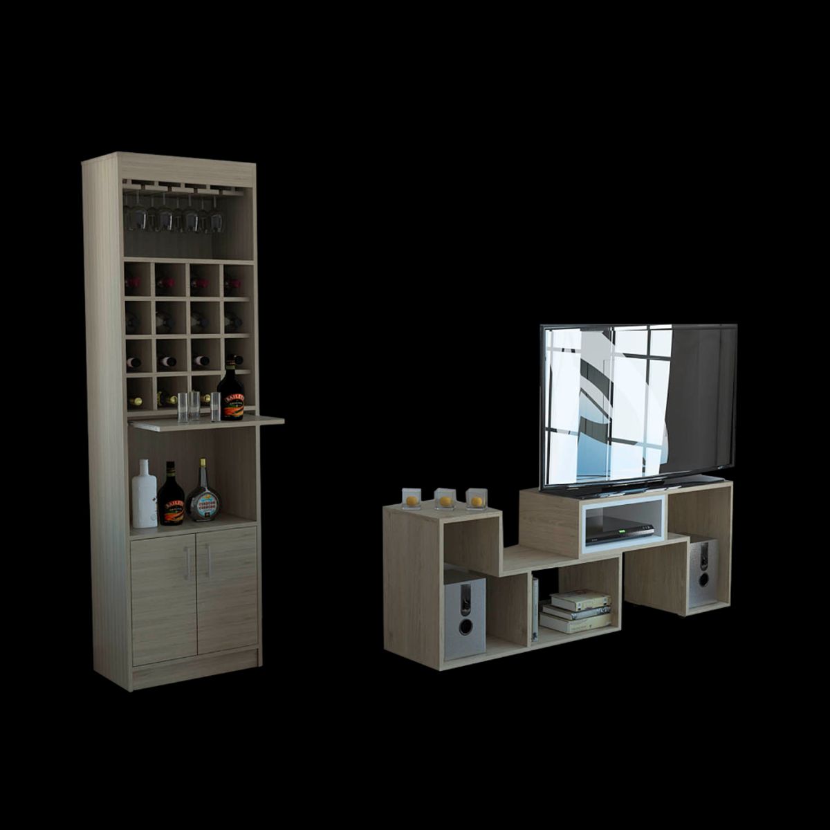 TUHOME - Combo Bar + Rack Extensible Beijing Rovere