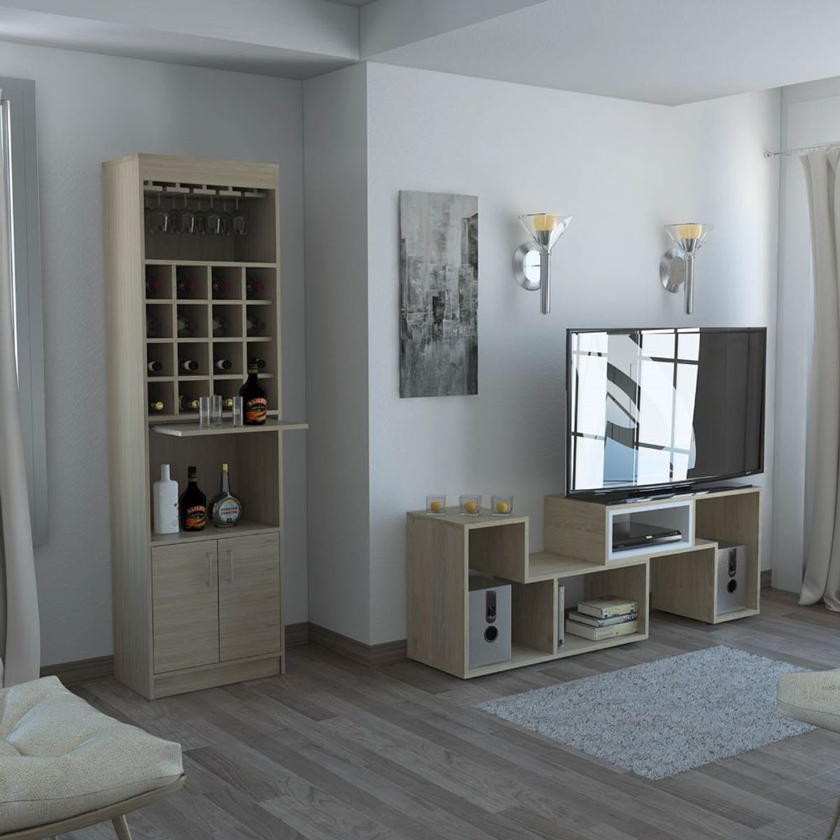 TUHOME - Combo Bar + Rack Extensible Beijing Rovere