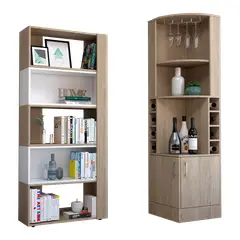 TUHOME - Combo Bar Esquinero + Biblioteca Cubo Beijing Rovere Blanco