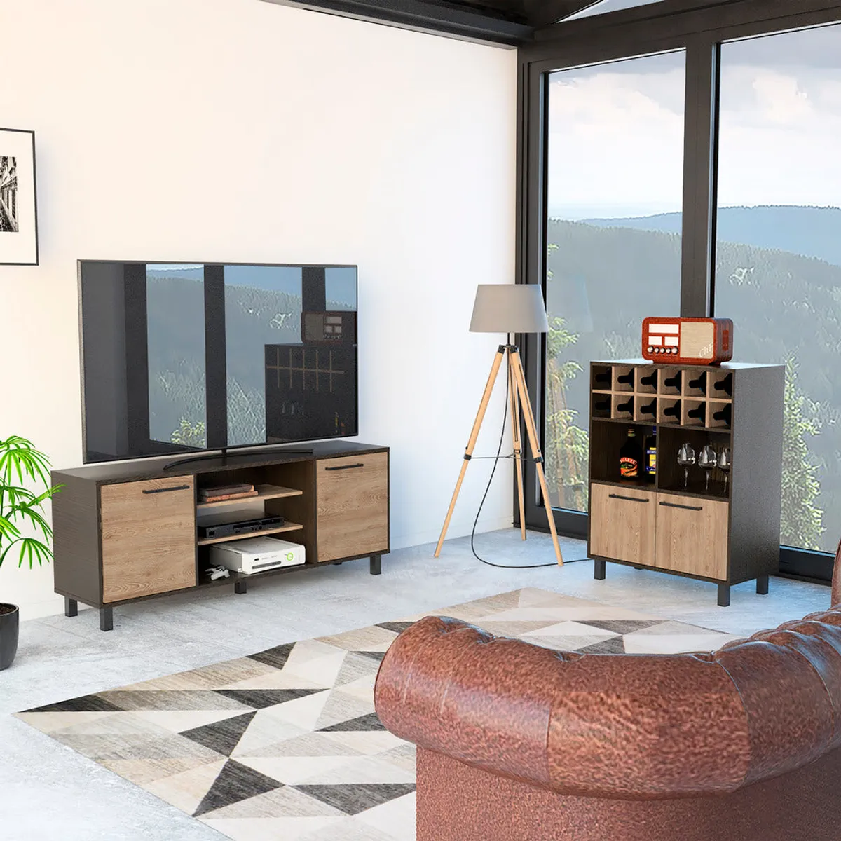 TUHOME - Combo Rack Tv 65 + Bar Kaia Wengue Miel