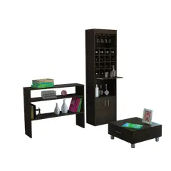 TUHOME - Combo Bar + Arrimo + Mesa De Centro Beijing Wengue