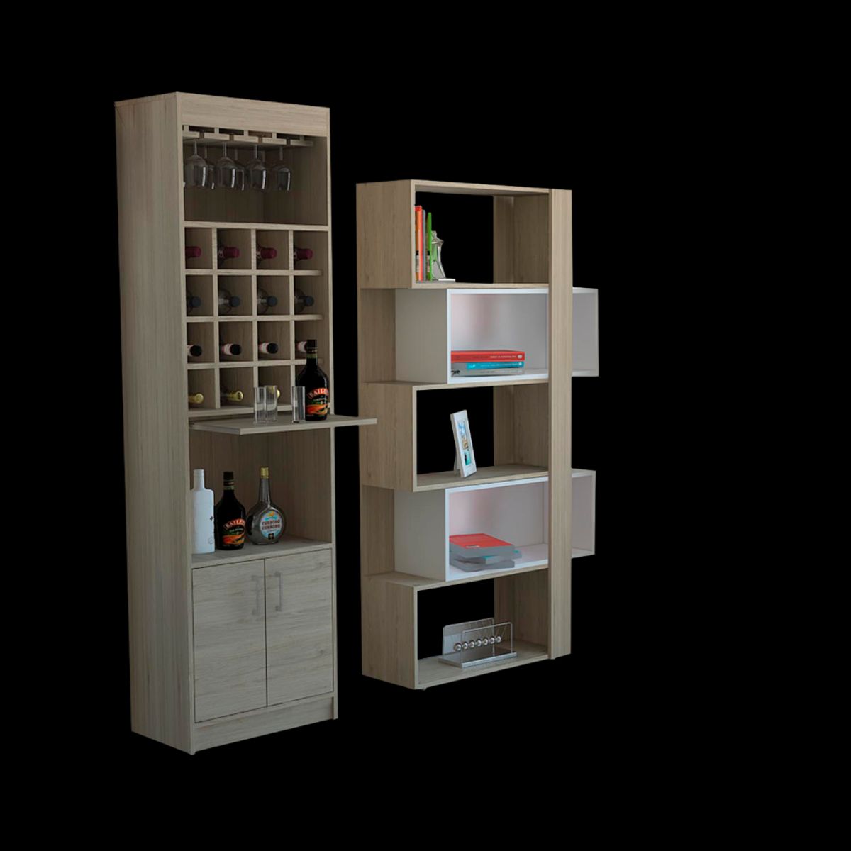 TUHOME - Combo Bar + Biblioteca Cubo Beijing Rovere