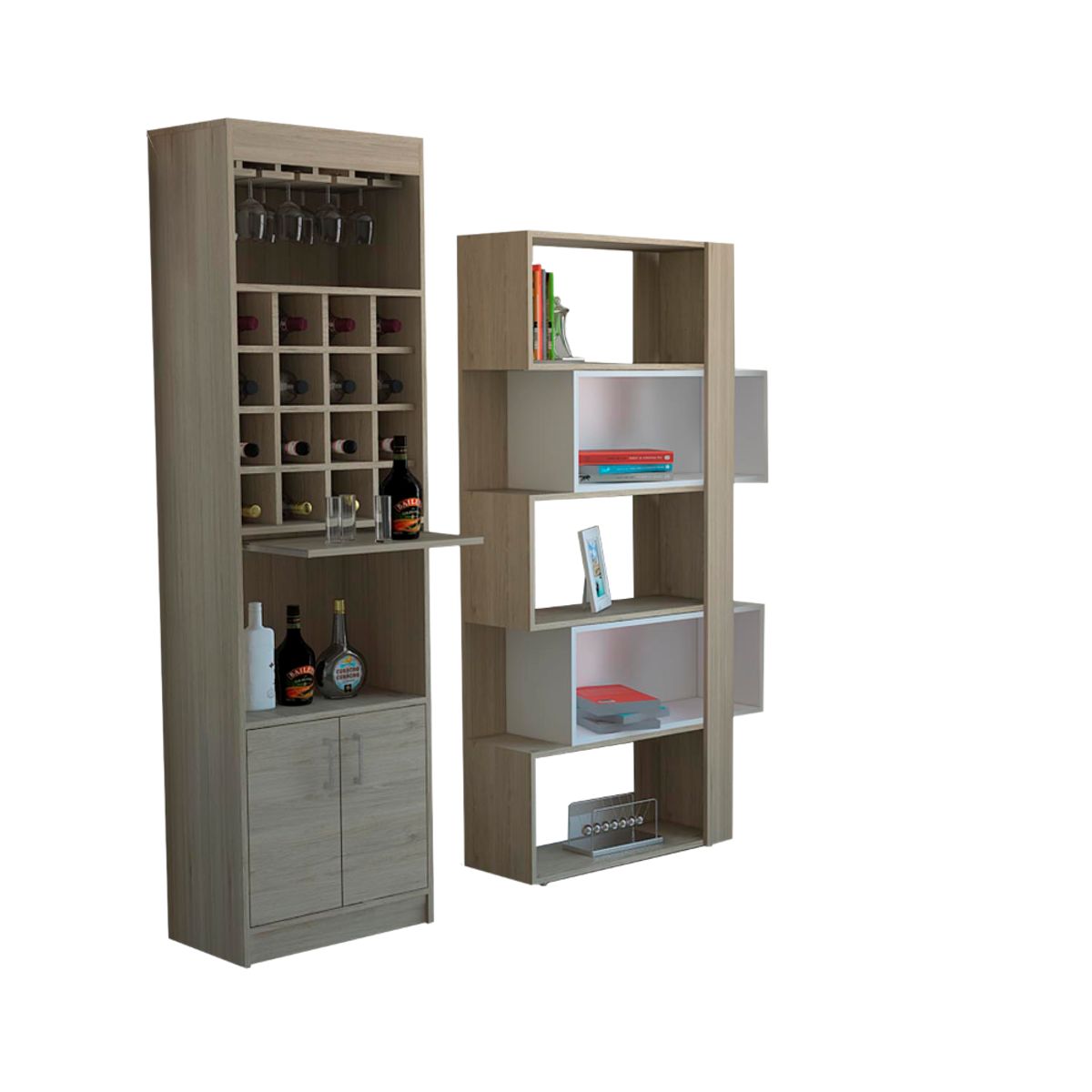 TUHOME - Combo Bar + Biblioteca Cubo Beijing Rovere