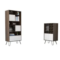 TUHOME - Combo Biblioteca + Bar Vassel Cafe Oscuro Blanco